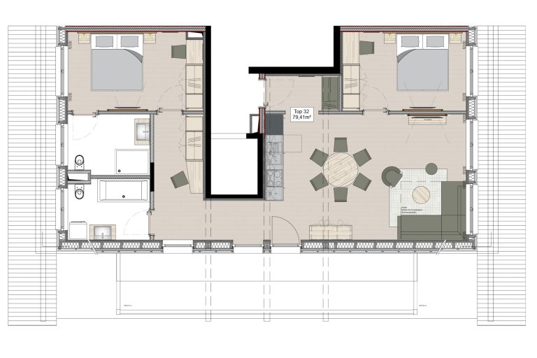 Grundriss Apartment Top 32