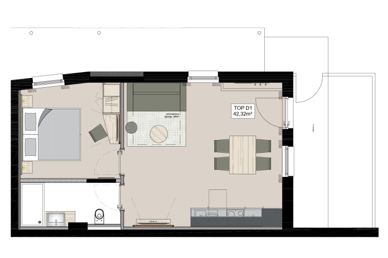 Grundriss Apartment Top D1